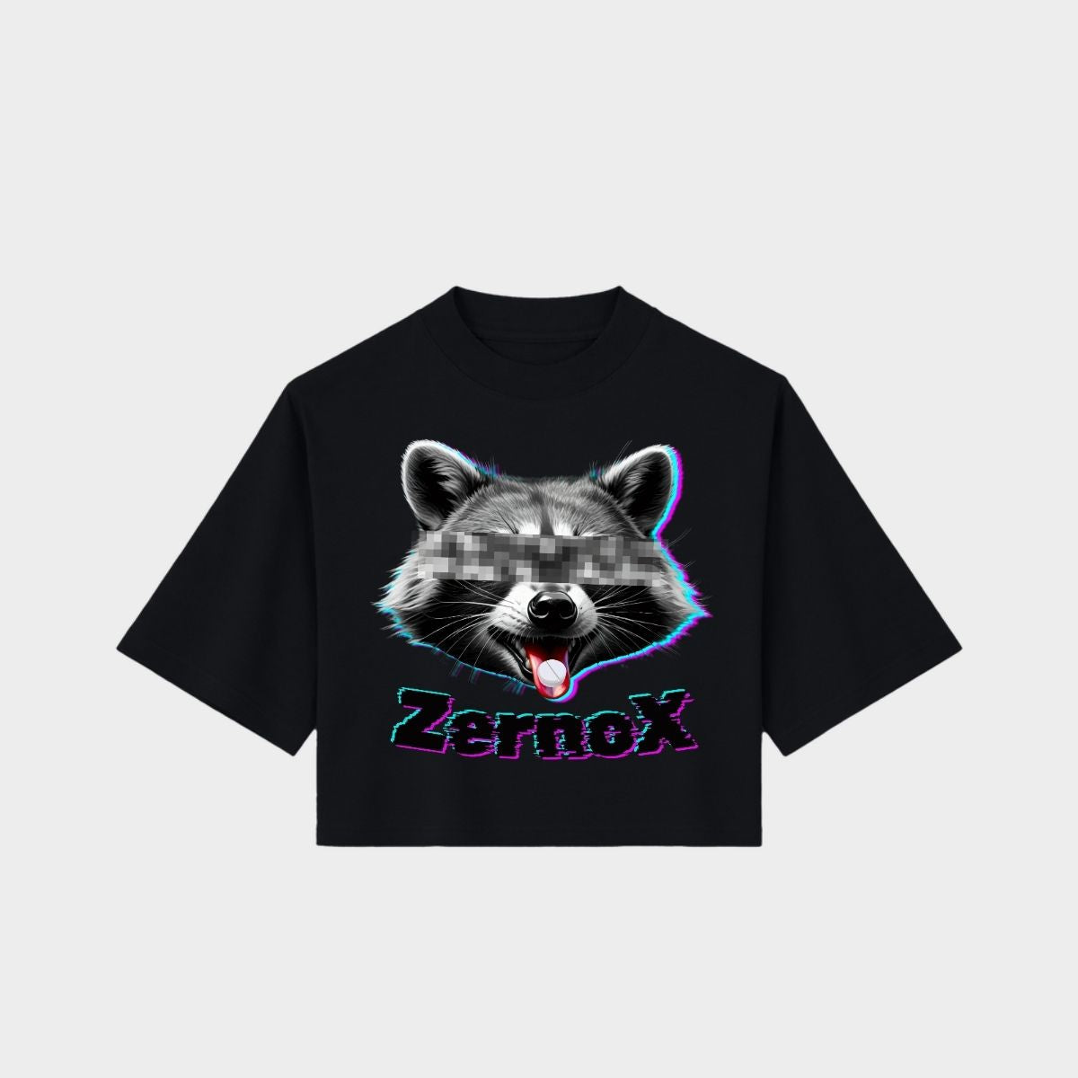 Rave Crop Top „Acid Raccoon“ – Festival Wear | Zernox zernox