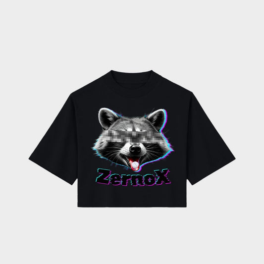 Rave Crop Top „Acid Raccoon“ – Festival Wear | Zernox zernox