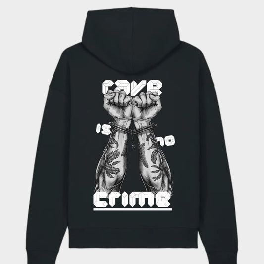 Techno Hoodie „Rave is no Crime“ – Statement Wear | Zernox zernox