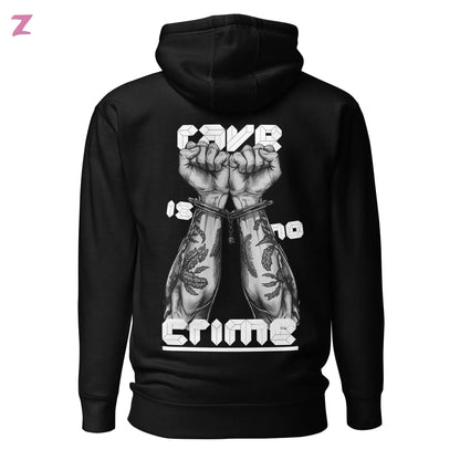 Rave is no Crime Hoodie mit Backprint Zernox