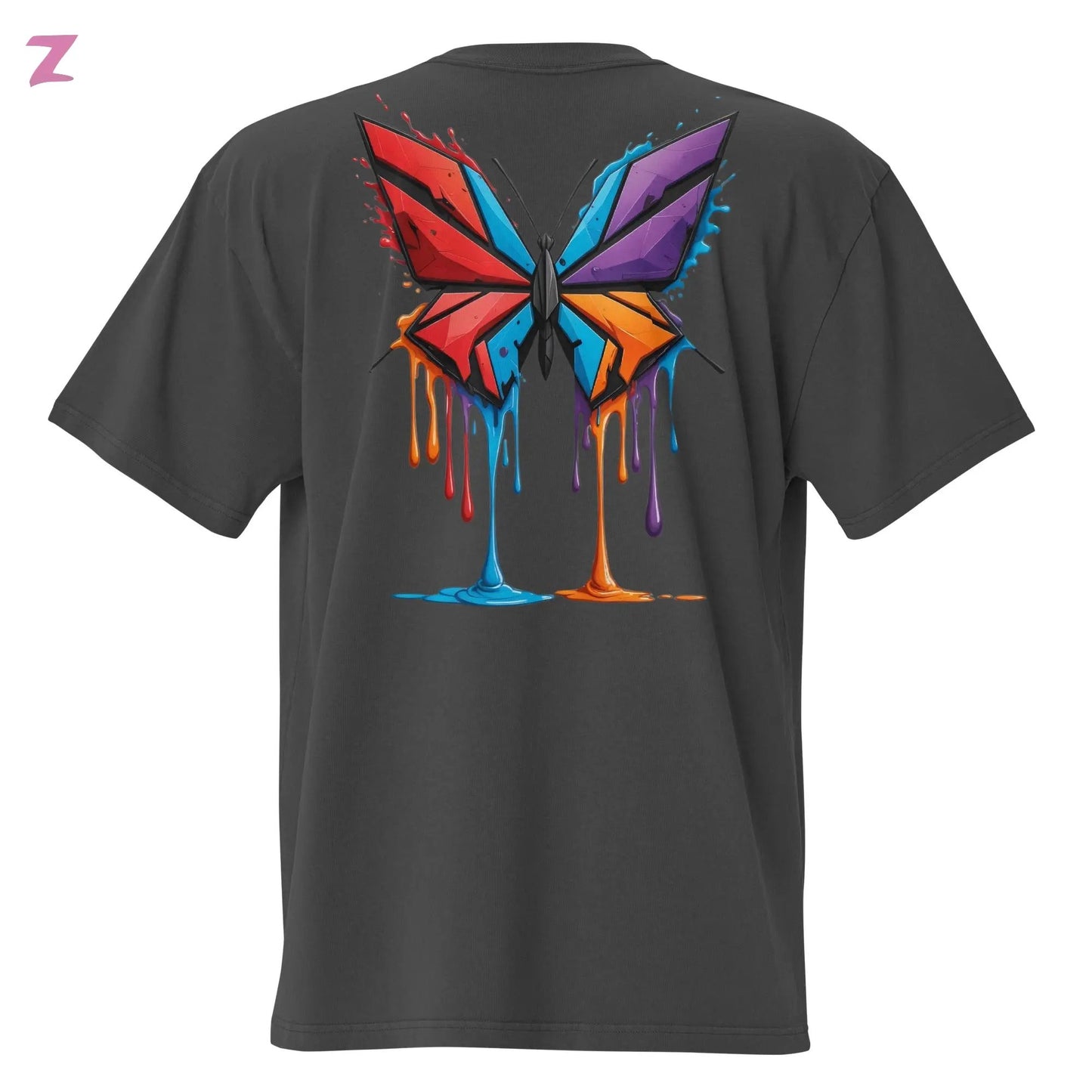 Drippi'n Butterfly Faded Heavy Oversized Shirt - Backprint Zernox