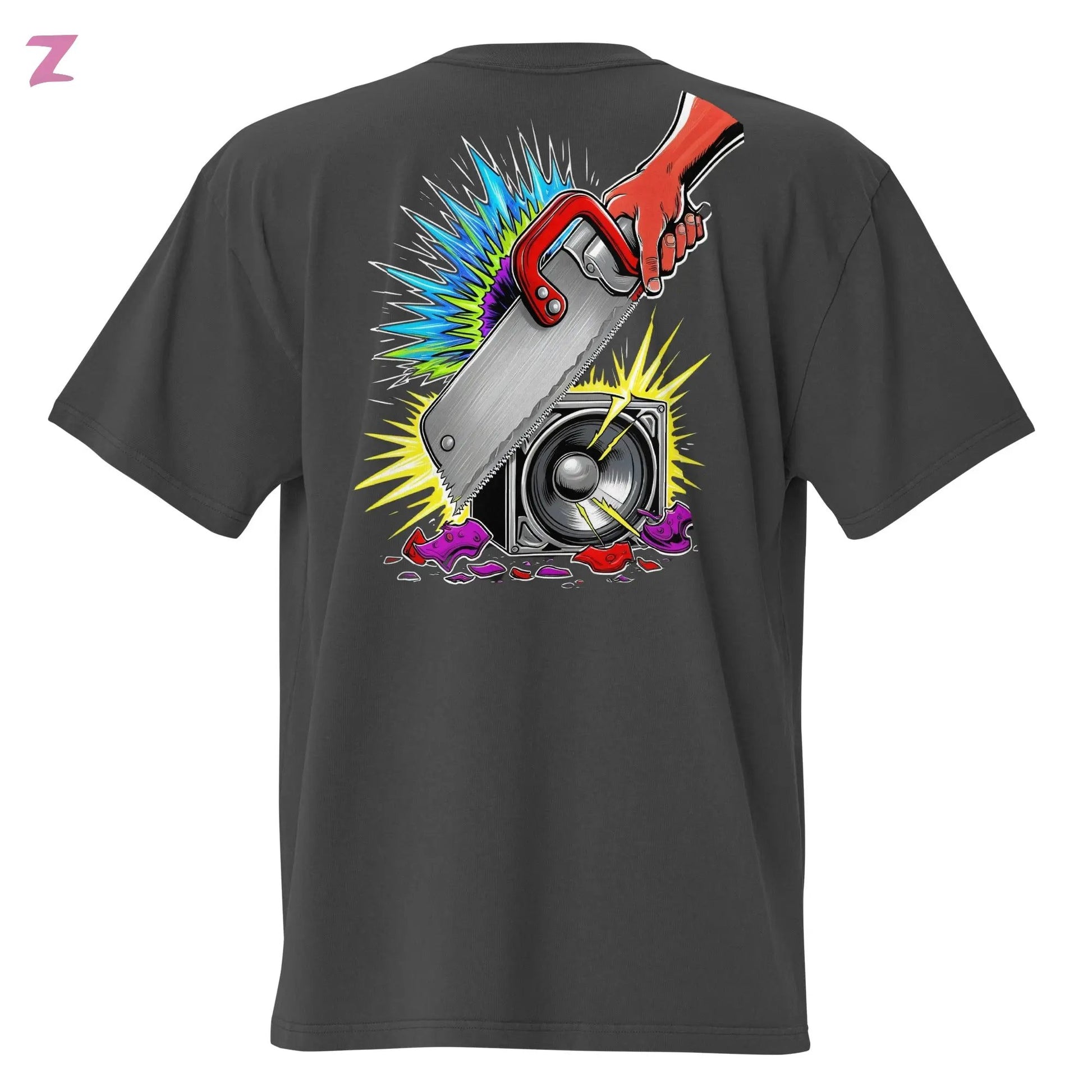 Zaag Rave DJ Faded Oversize Shirt - Backprint Zernox