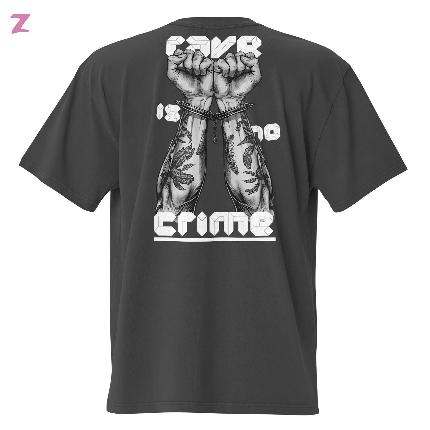 Rave is no Crime Faded oversize Shirt mit Backprint Zernox
