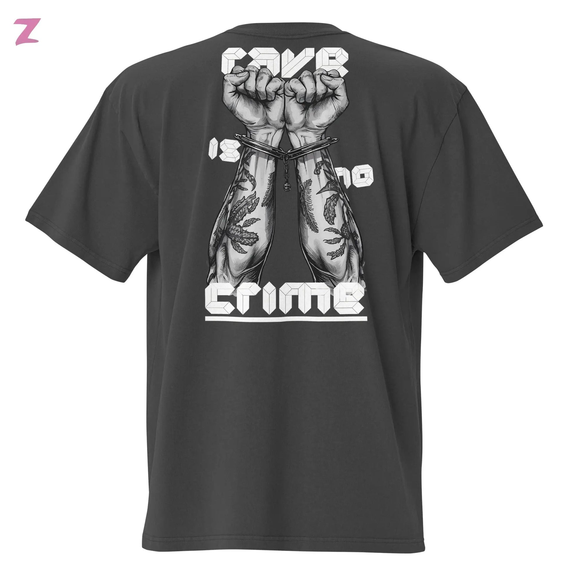 Rave is no Crime Faded oversize Shirt mit Backprint Zernox
