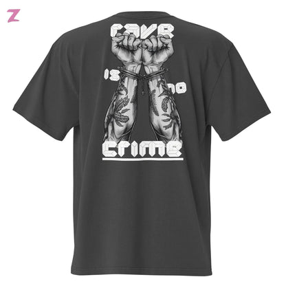 Rave is no Crime Faded oversize Shirt mit Backprint Zernox