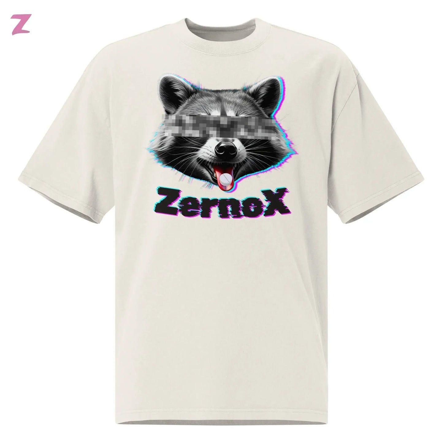 Acid Raccoon Heavy Oversized Rave Shirt - Frontprint Zernox
