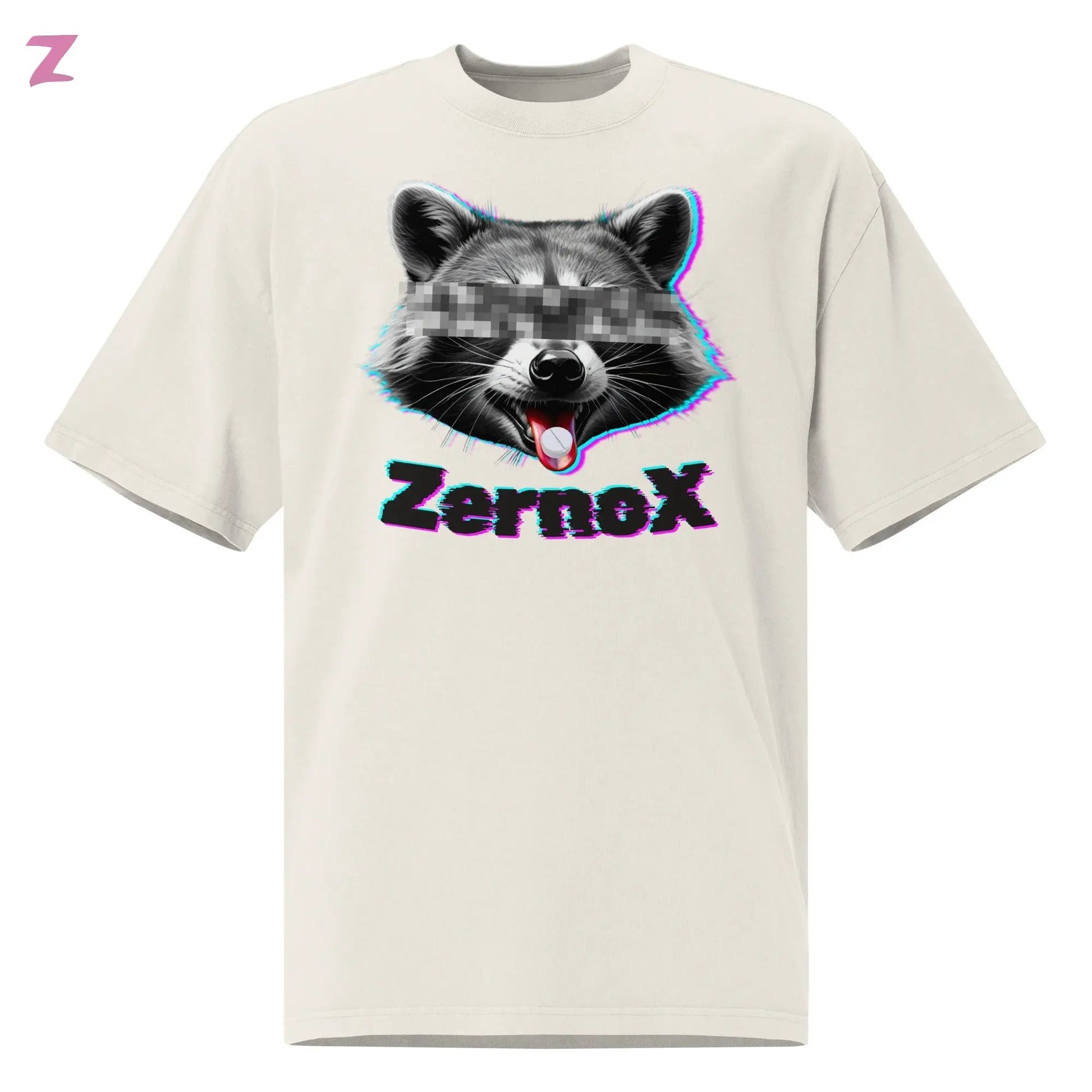 Acid Raccoon Heavy Oversized Rave Shirt - Frontprint Zernox