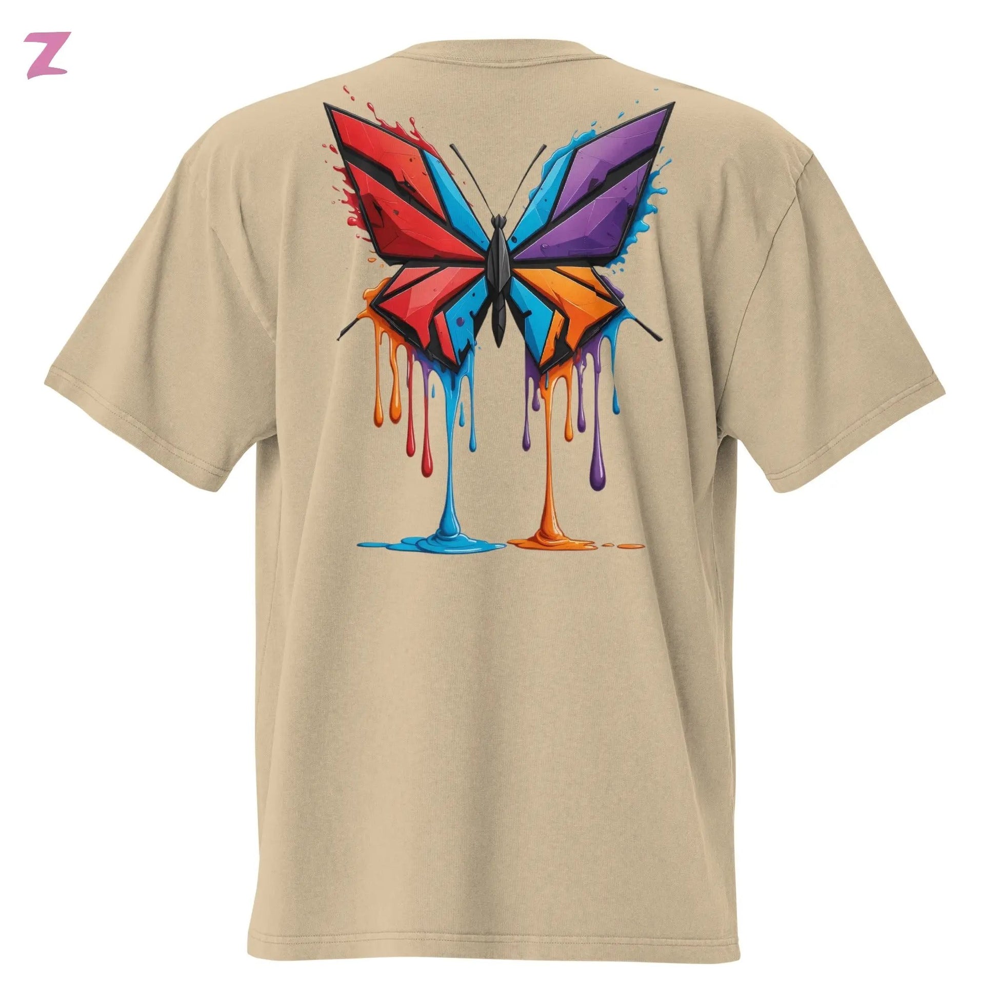 Drippi'n Butterfly Faded Heavy Oversized Shirt - Backprint Zernox