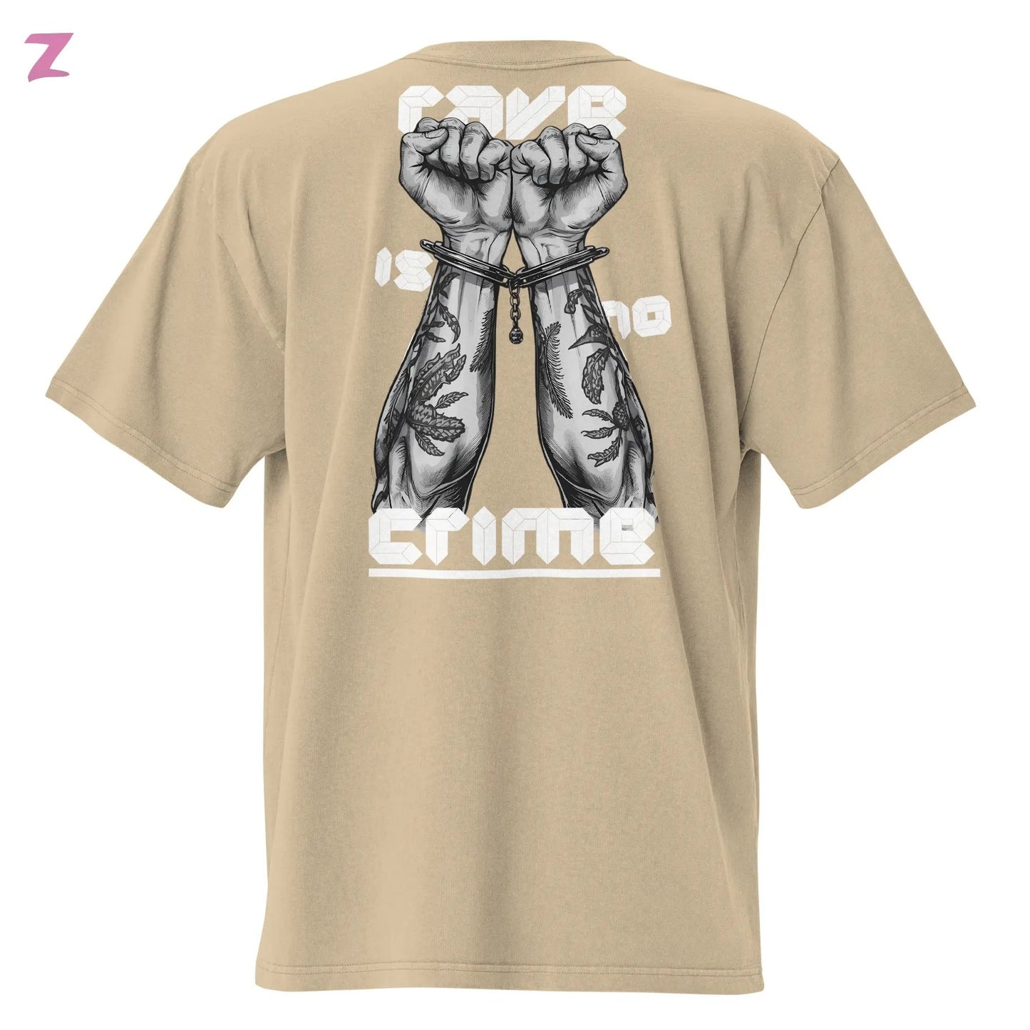 Rave is no Crime Faded oversize Shirt mit Backprint Zernox