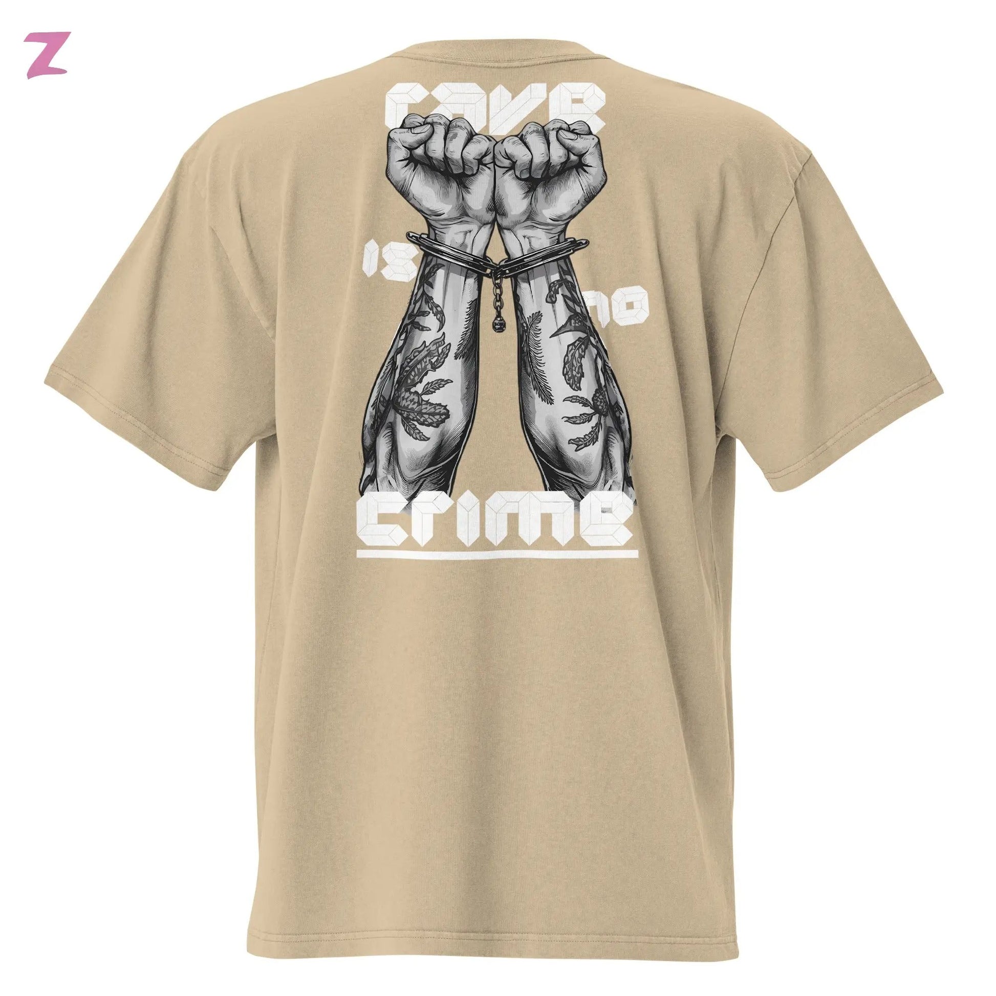 Rave is no Crime Faded oversize Shirt mit Backprint Zernox
