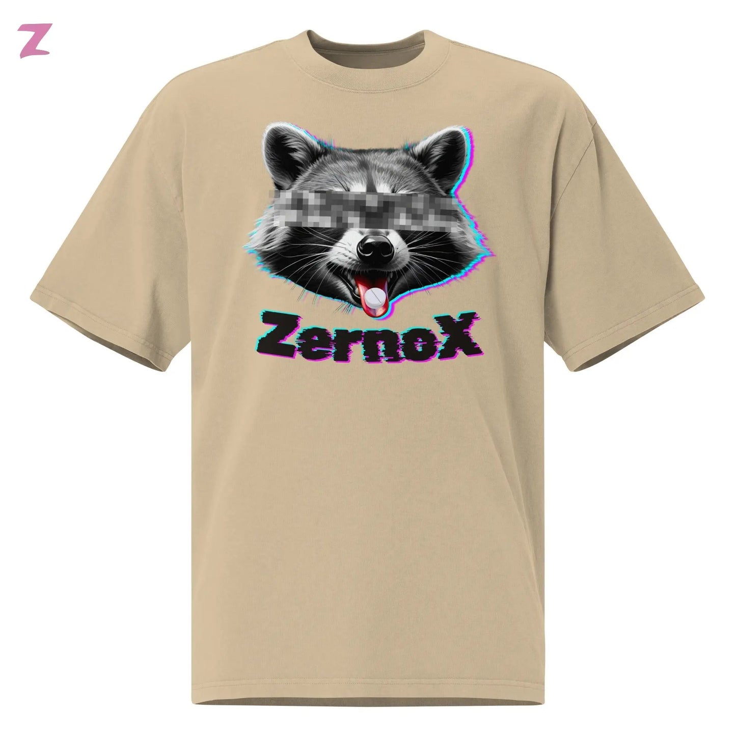 Acid Raccoon Heavy Oversized Rave Shirt - Frontprint Zernox