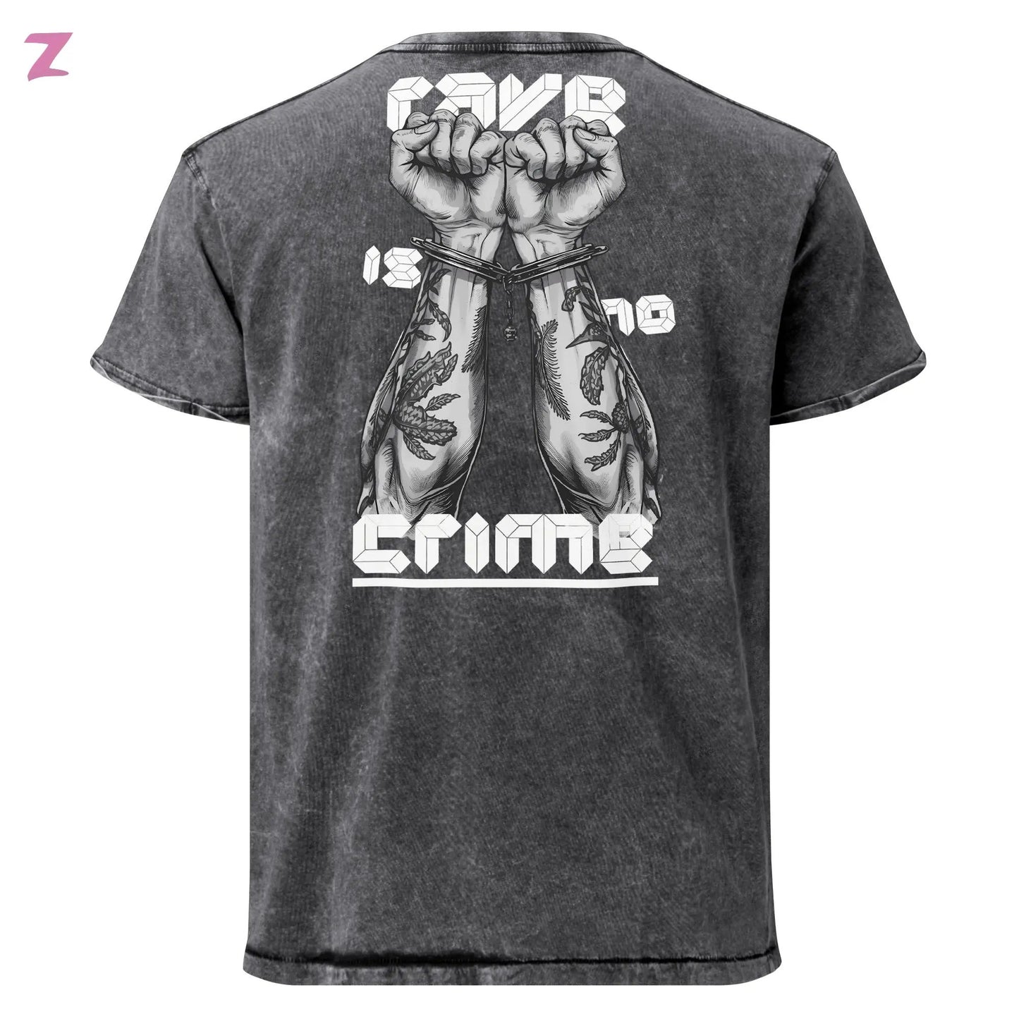 Rave is no Crime Denim Shirt mit Backprint Zernox