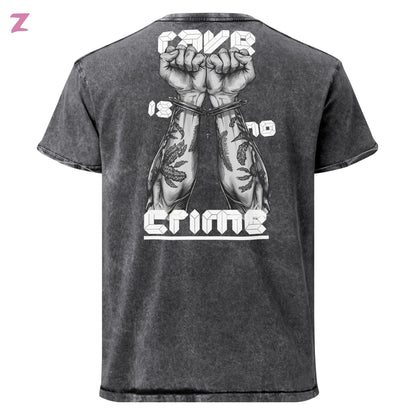 Rave is no Crime Denim Shirt mit Backprint Zernox