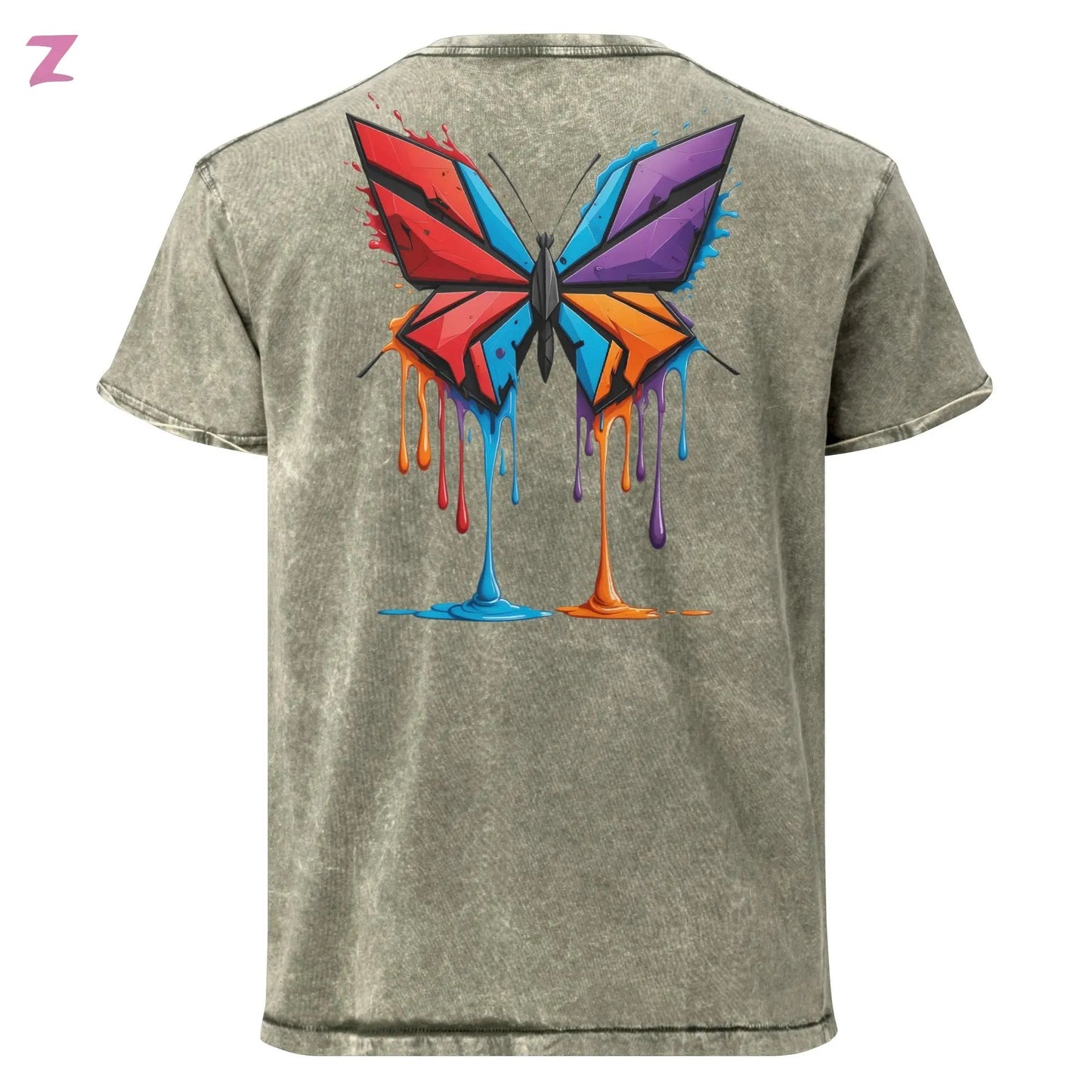 Drippi'n Butterfly Denim Shirt - Backprint Zernox