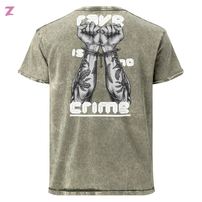 Rave is no Crime Denim Shirt mit Backprint Zernox