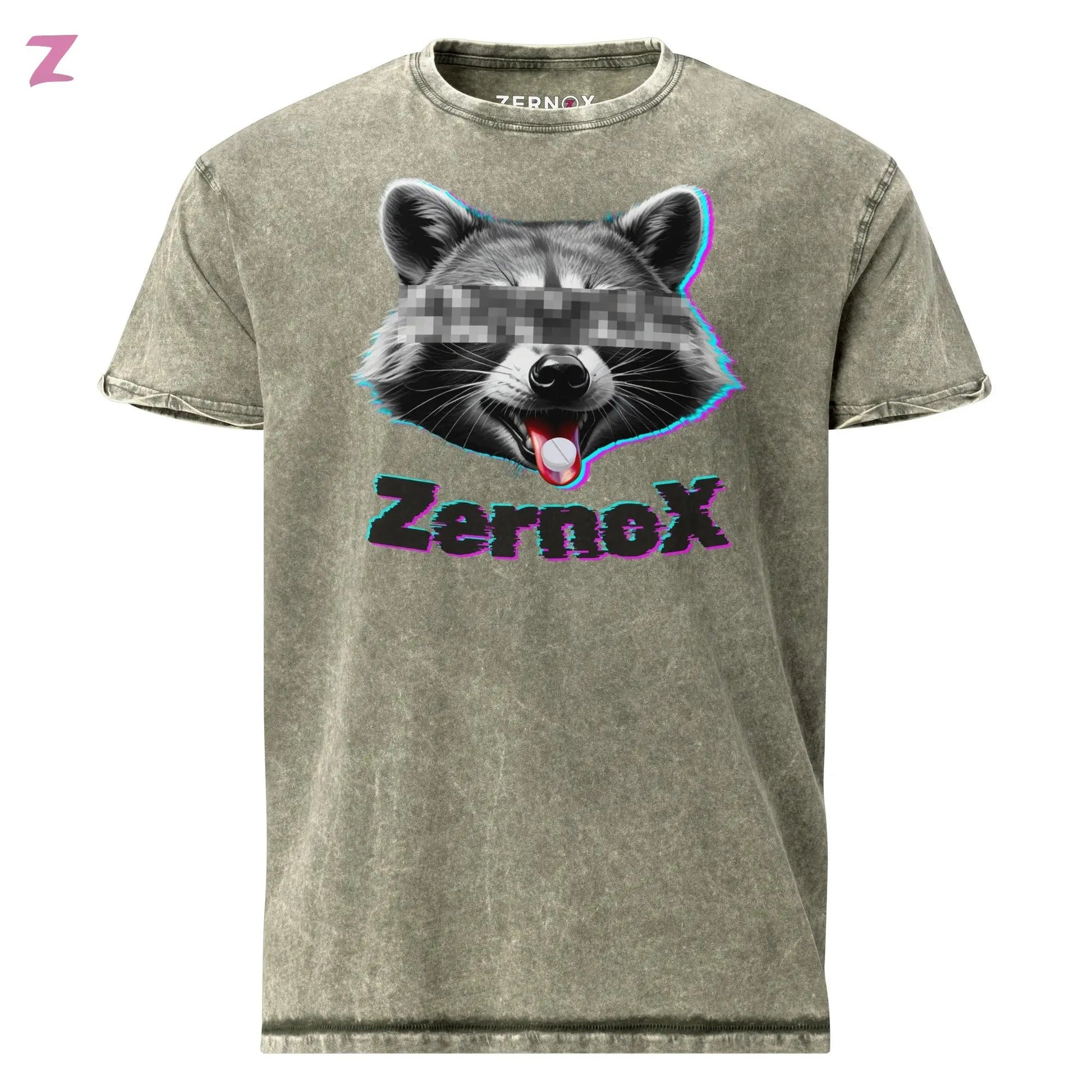 Acid Raccoon Denim Rave Shirt - Frontprint Zernox
