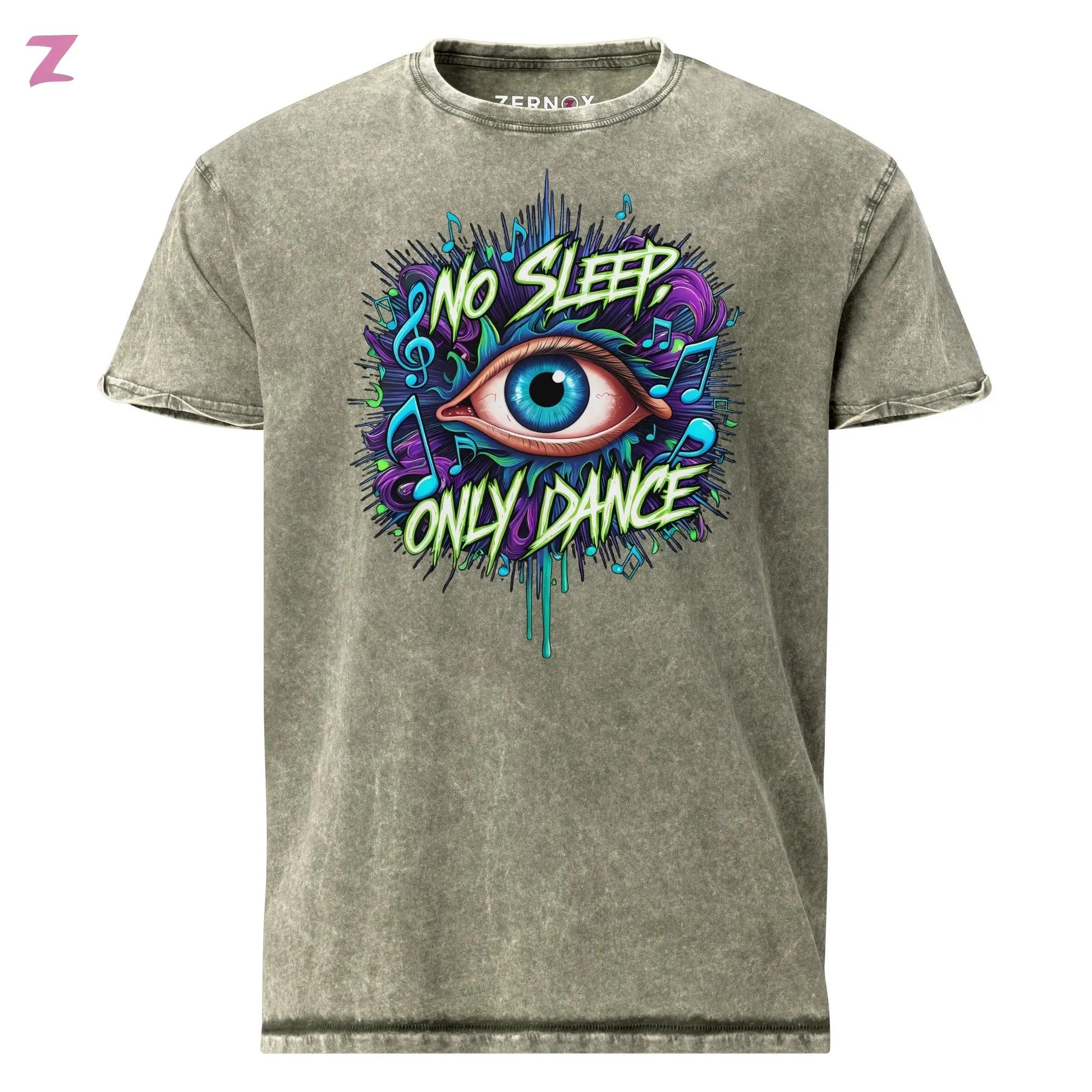 No Sleep Denim Rave Shirt - Frontprint Zernox