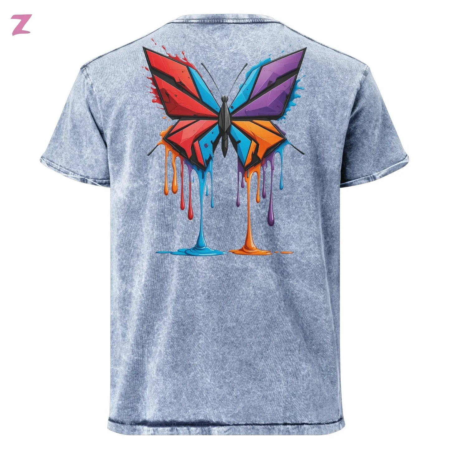 Drippi'n Butterfly Denim Shirt - Backprint Zernox