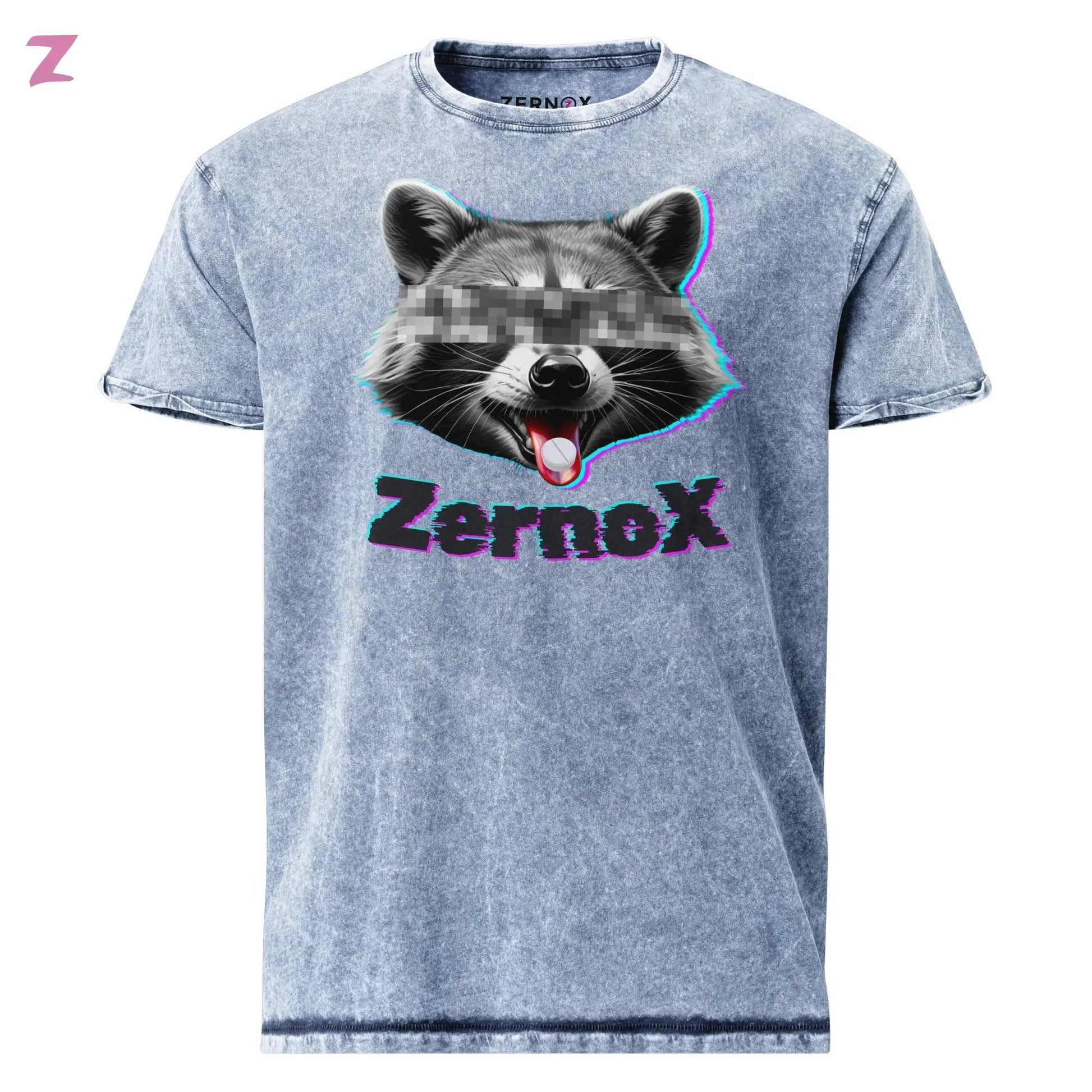 Acid Raccoon Denim Rave Shirt - Frontprint Zernox