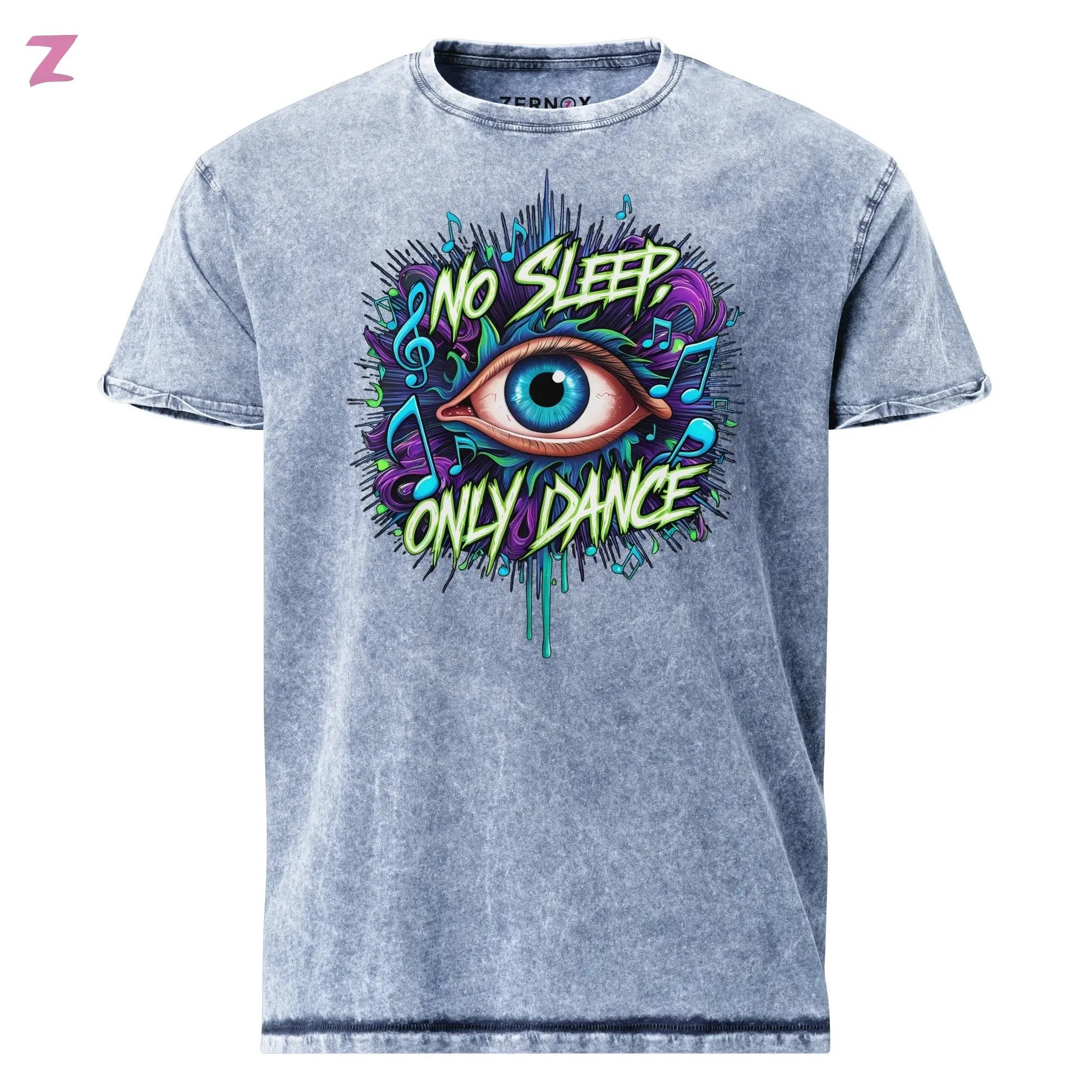 No Sleep Denim Rave Shirt - Frontprint Zernox
