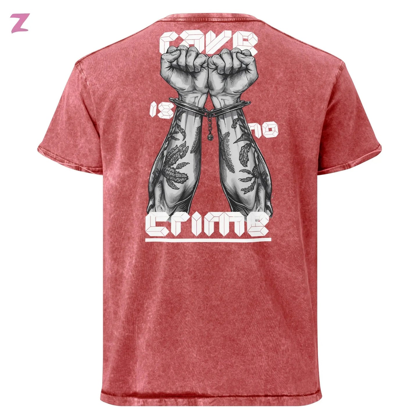 Rave is no Crime Denim Shirt mit Backprint Zernox