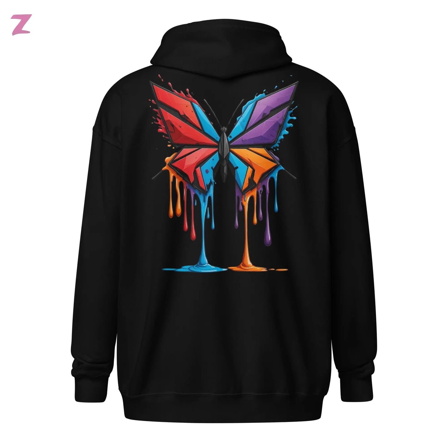Drippy Butterfly Zip Hoodie mit Backprint Zernox