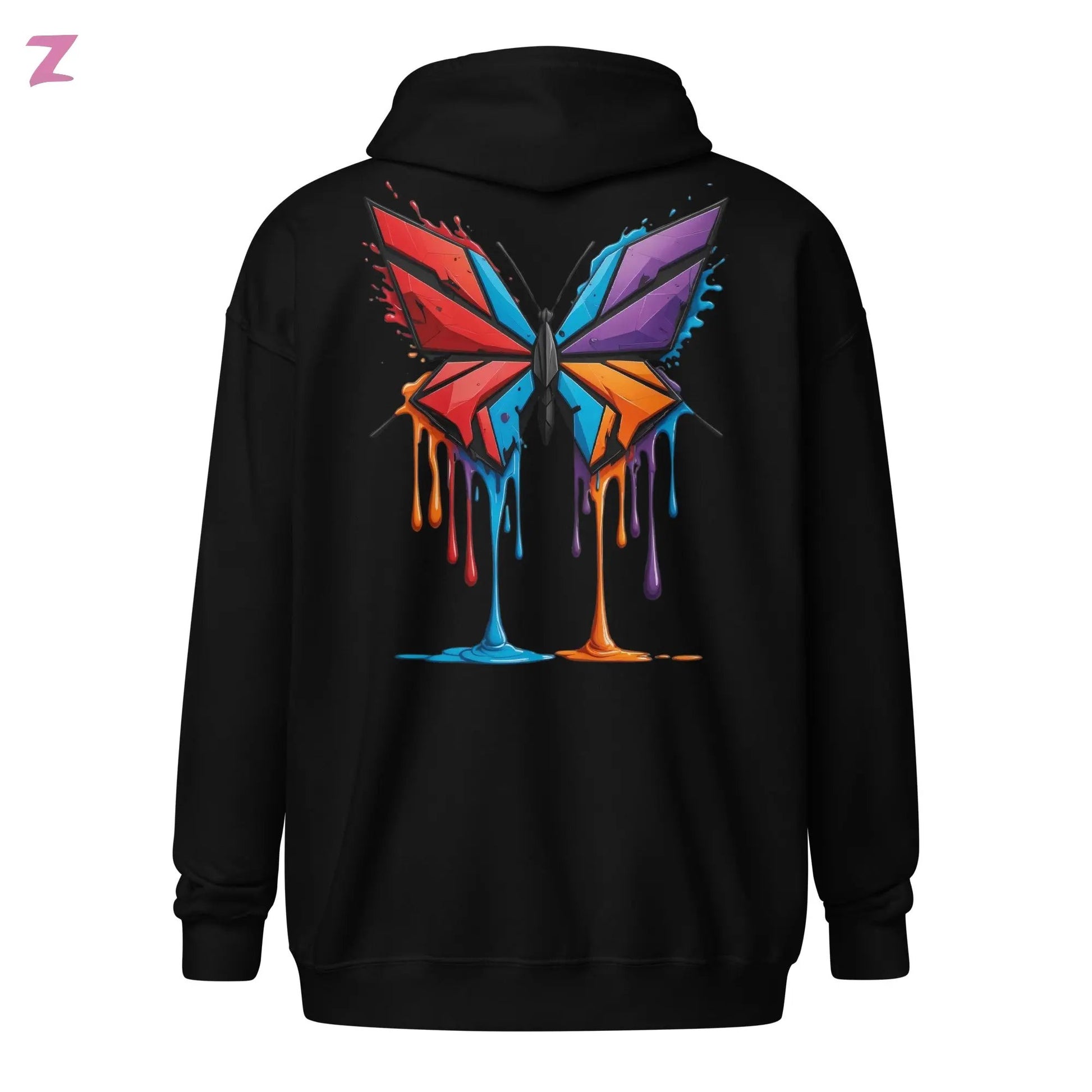Drippy Butterfly Zip Hoodie mit Backprint Zernox