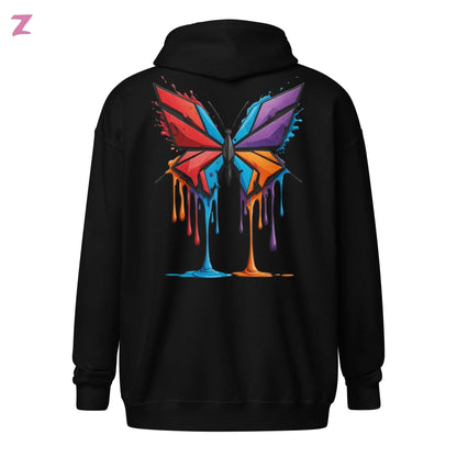Drippy Butterfly Zip Hoodie mit Backprint Zernox