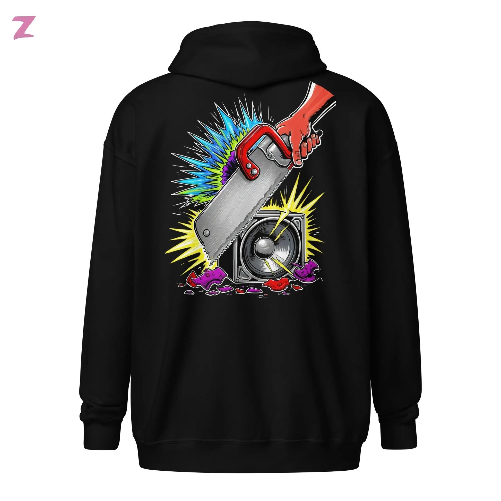 Zaag Rave Zip Hoodie mit Backprint Zernox