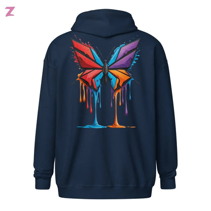 Drippy Butterfly Zip Hoodie mit Backprint Zernox