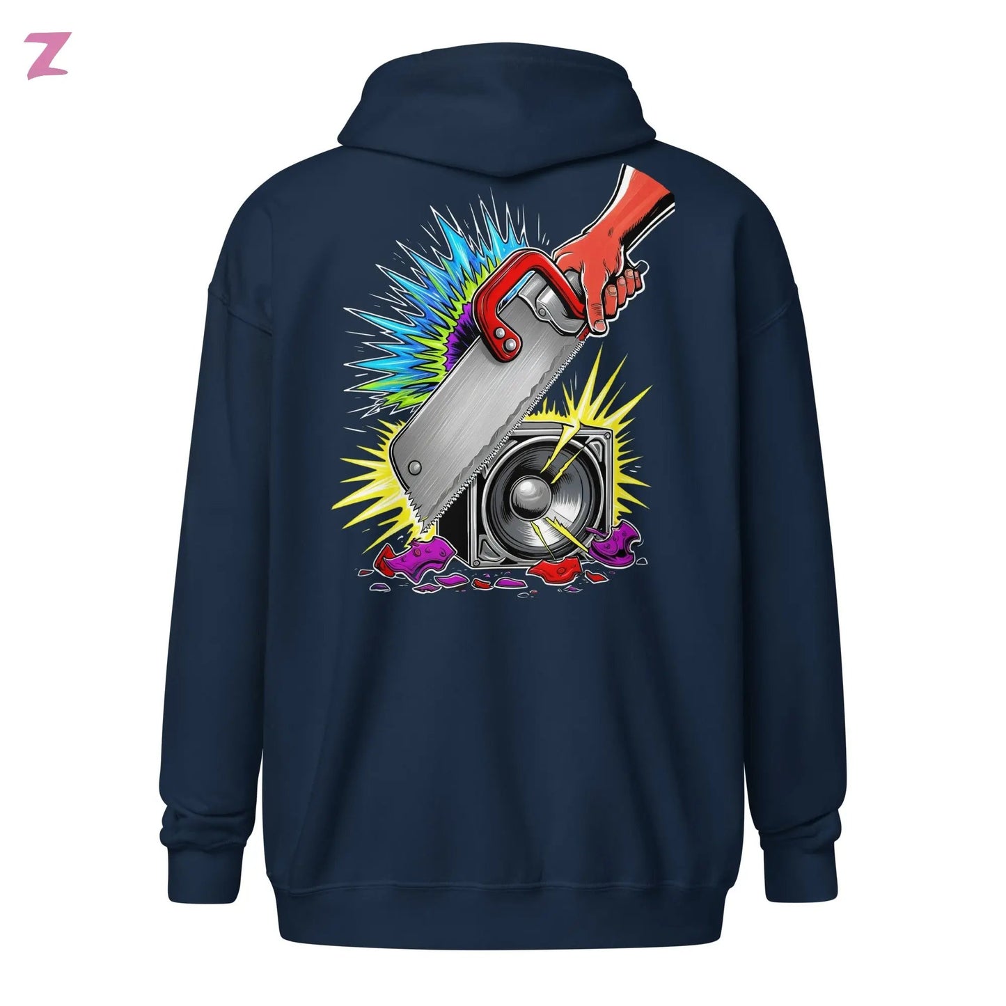 Zaag Rave Zip Hoodie mit Backprint Zernox