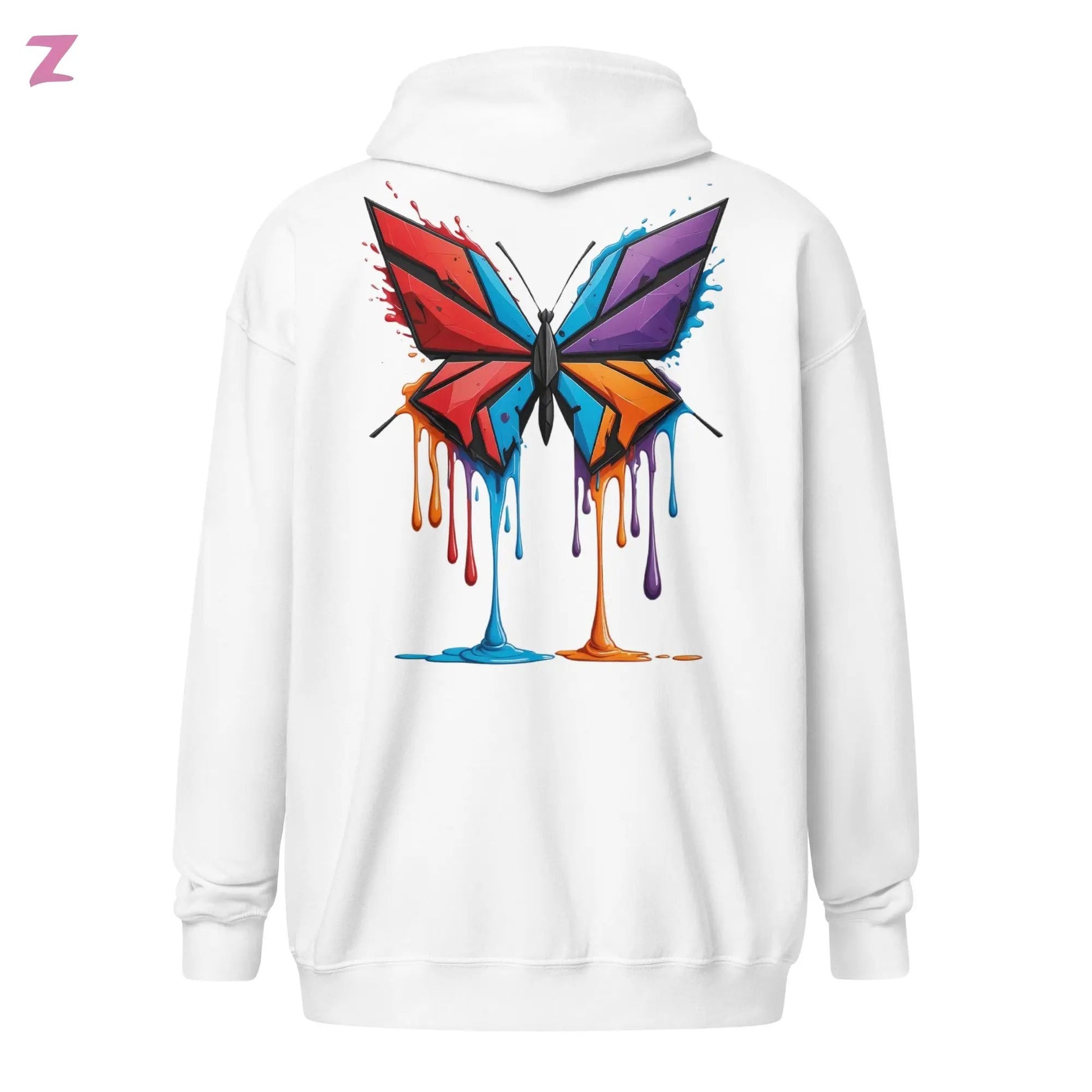 Drippy Butterfly Zip Hoodie mit Backprint Zernox