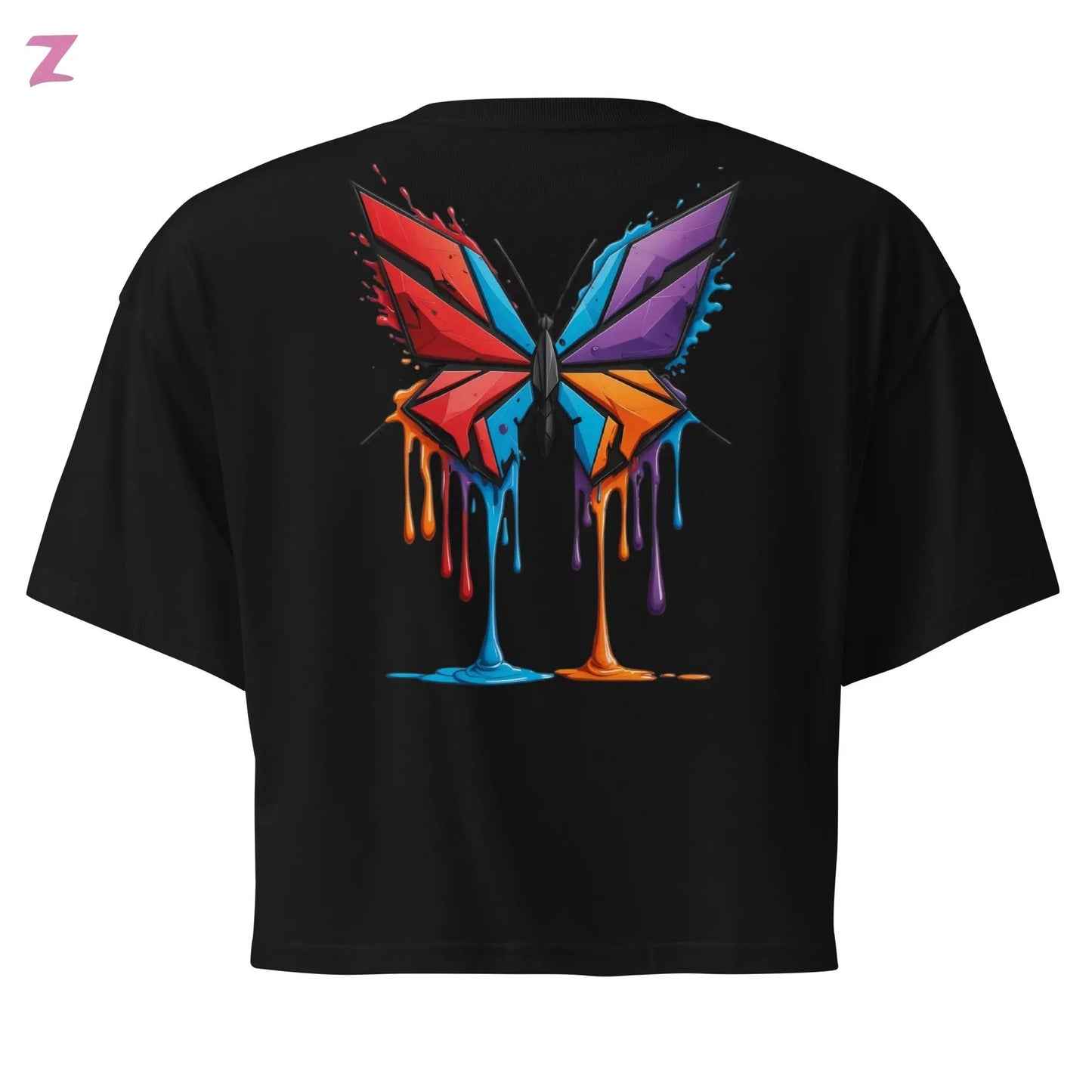 Drippi'n Butterfly Crop Top - Backprint Zernox