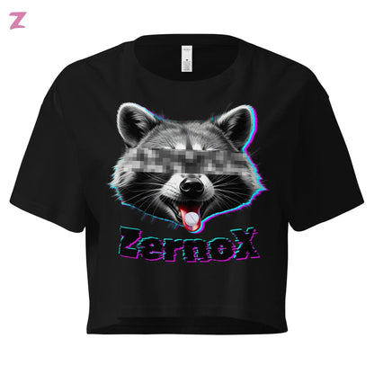 Acid Raccoon Rave Crop Top - Frontprint Zernox