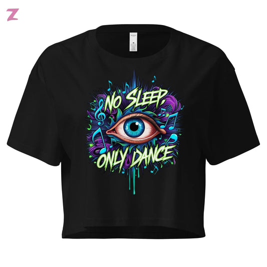 No Sleep Rave Crop Top - Frontprint Zernox