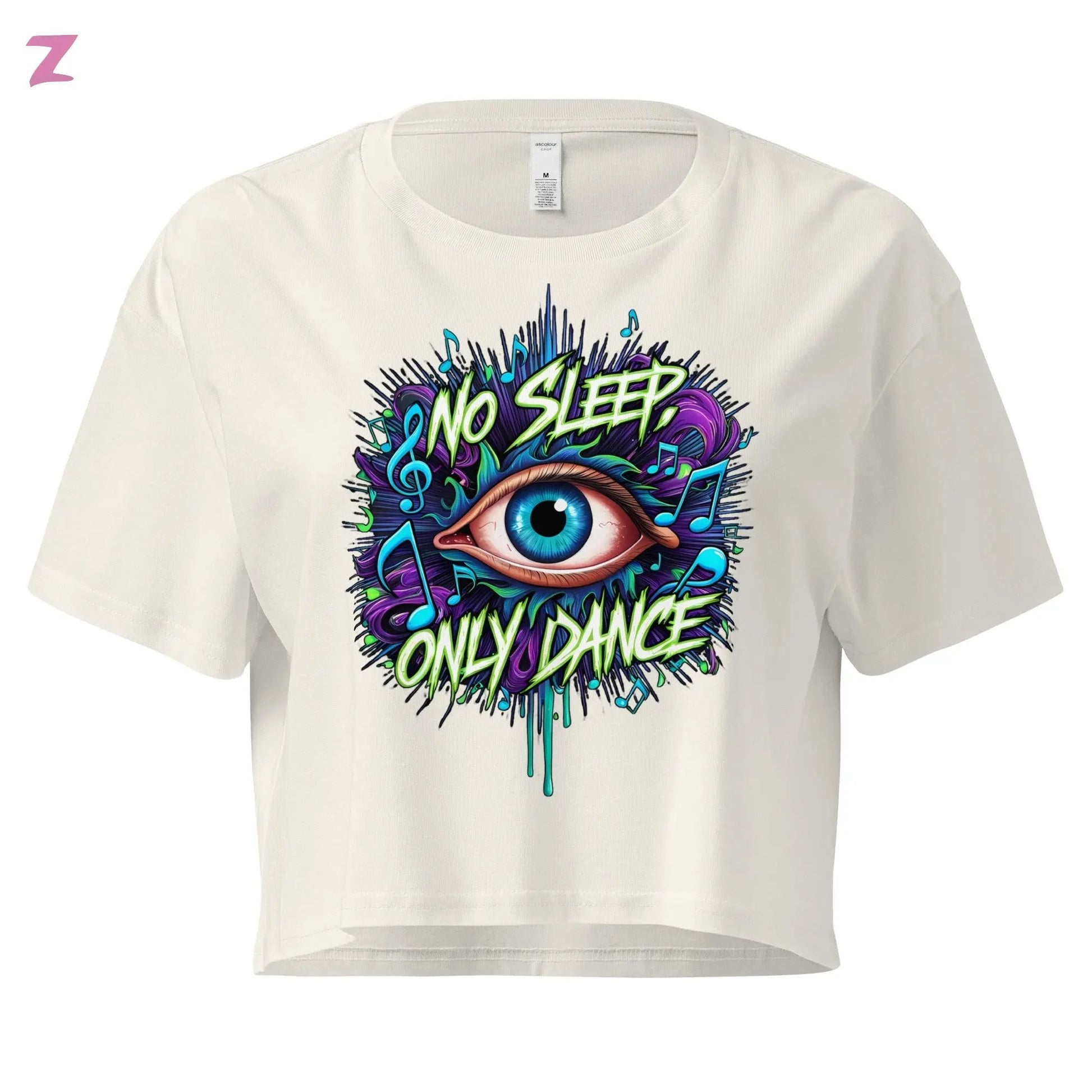 No Sleep Rave Crop Top - Frontprint Zernox